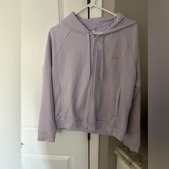 Women’s Adidas Full Zip Hoodie Sweatshirt Gold purple Large - Picture 2 of 11